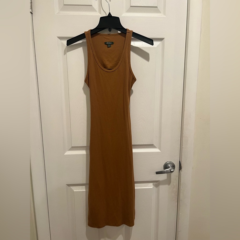 wild fable Ribbed Tank Midi Dress in Caramel Brown